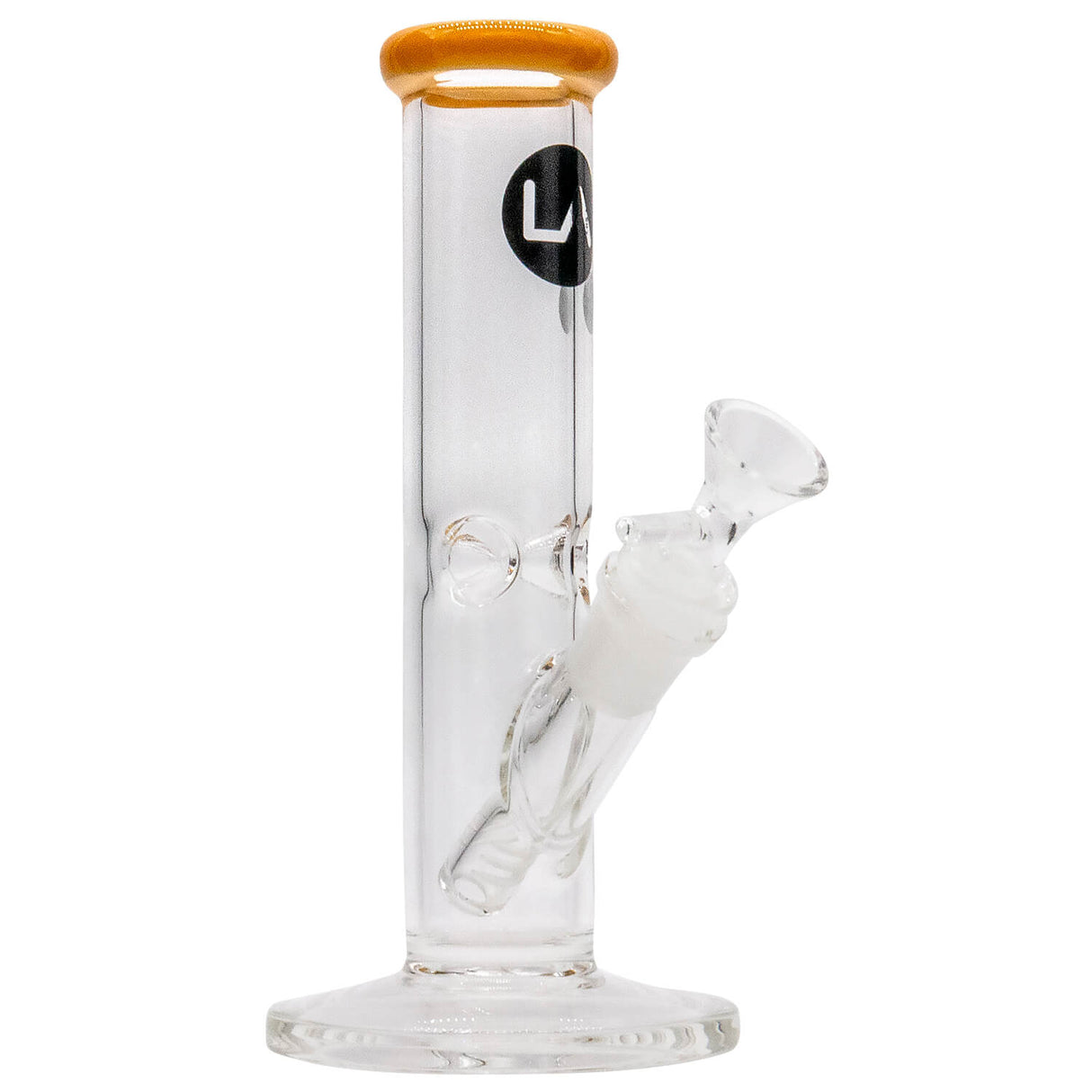 LA Pipes 8" Straight Shooter Bong in Amber, Front View, 38mm Diameter, Borosilicate Glass