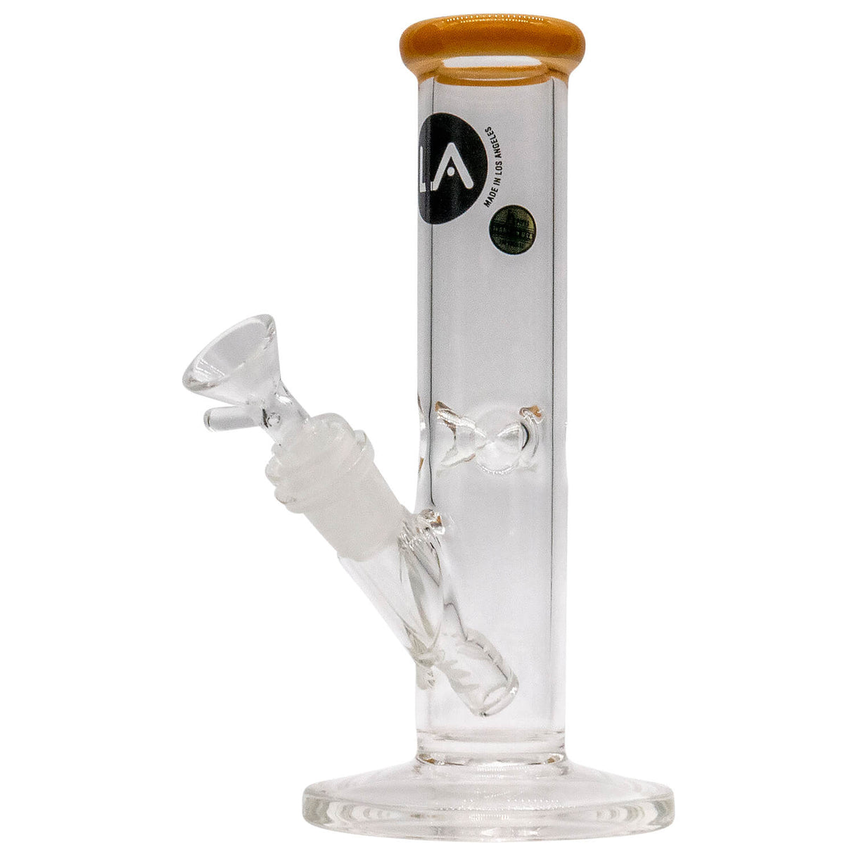 LA Pipes Straight Shooter Bong in Clear Borosilicate Glass, 8" Height, Front View