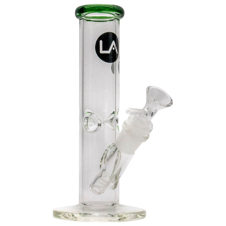 LA Pipes Straight Shooter Bong in Green Slyme, 8" Tall, Borosilicate Glass, Front View