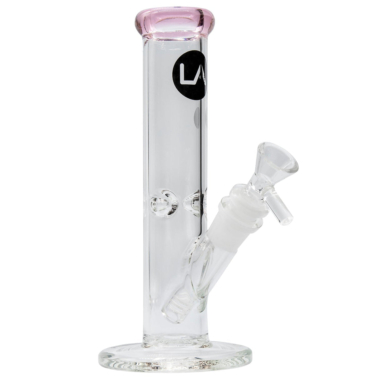 LA Pipes Straight Shooter Bong in Pink Gem, 8" Borosilicate Glass, Front View