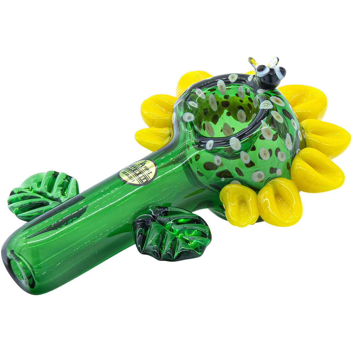 LA Pipes "Sunny Sunflowers" Glass Spoon Pipe, Compact 4.65" Length, Borosilicate