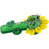 LA Pipes "Sunny Sunflowers" Glass Pipe - Portable 4.65" Borosilicate Spoon Pipe