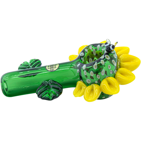 LA Pipes "Sunny Sunflowers" Glass Pipe - Portable 4.65" Borosilicate Spoon Pipe