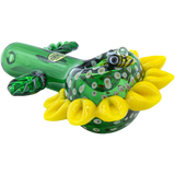 LA Pipes "Sunny Sunflowers" Glass Pipe - Compact Spoon Design, 4.65" Length