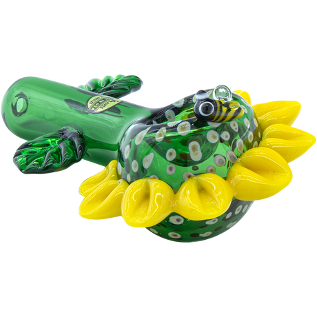 LA Pipes "Sunny Sunflowers" Glass Pipe - Compact Spoon Design, 4.65" Length