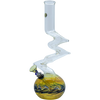 LA Pipes "Switchback" Bubble Base Bong in blue, featuring a zigzag neck and grommet joint, side view on white background