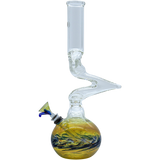 LA Pipes "Switchback" Bubble Base Bong with Zigzag Neck and Colorful Accents
