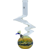 LA Pipes "Switchback" Bubble Base Bong with Zigzag Neck - Front View