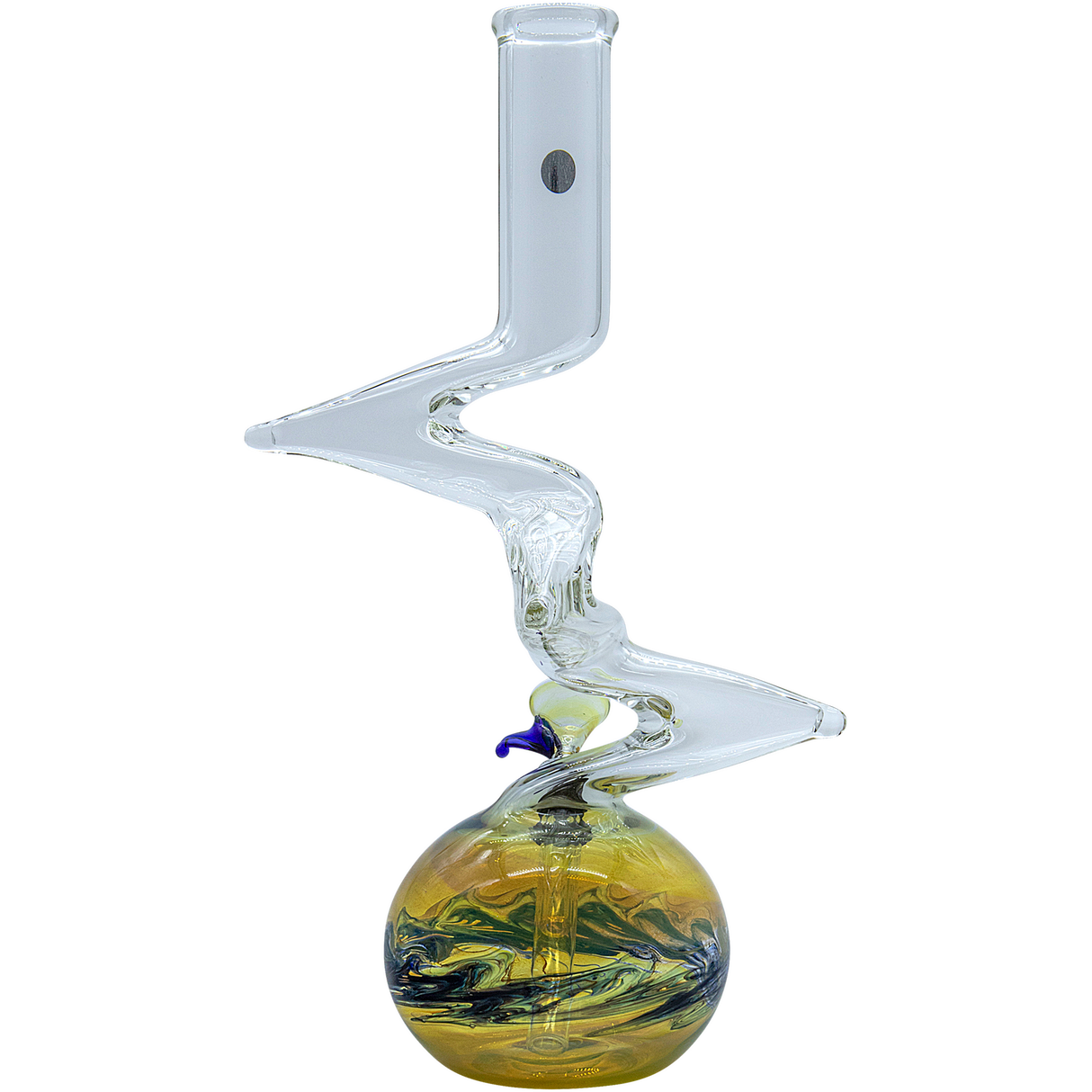 LA Pipes "Switchback" Bubble Base Bong with unique Zong design, 12" height, made in USA