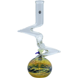 LA Pipes "Switchback" Bubble Base Bong with unique Zong design, 12" height, made in USA