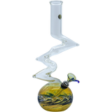 LA Pipes "Switchback" Bubble Base Bong with Zong Design, 12" Height, Side View
