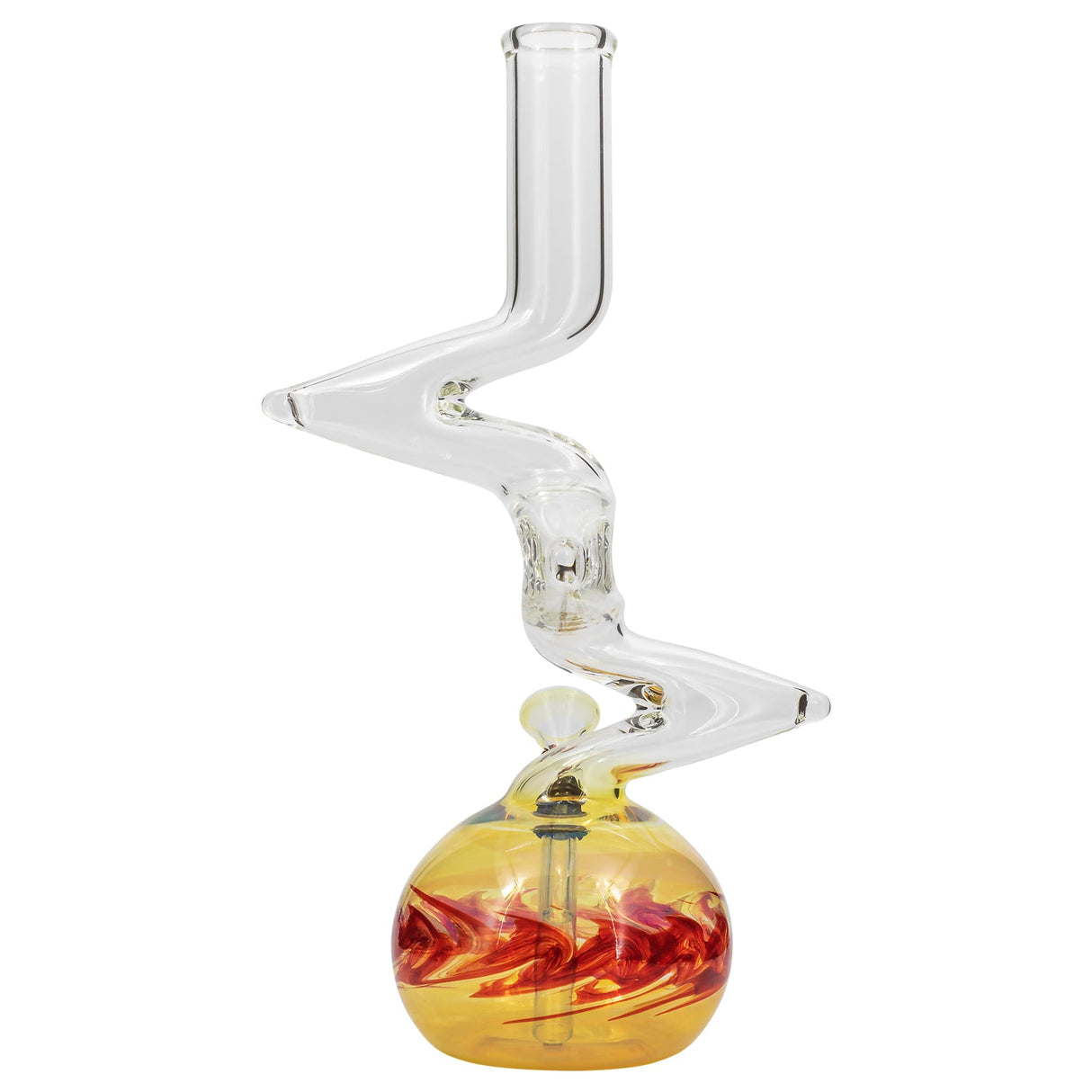 LA Pipes "Switchback" Bubble Base Bong with Zigzag Neck and Clear Glass