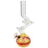 LA Pipes "Switchback" Bubble Base Bong with Amber Swirls - Side View