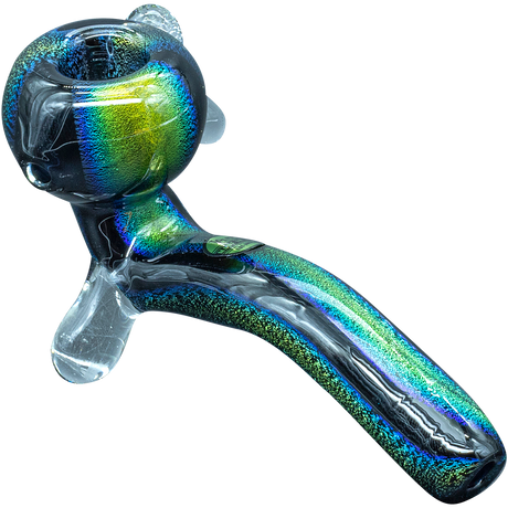 LA Pipes "The Galaxy" Full Dichroic Sherlock Pipe with vibrant colors, side view