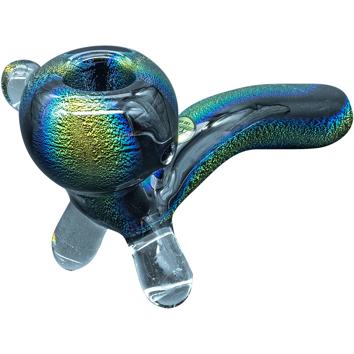 LA Pipes "The Galaxy" Dichroic Glass Sherlock Pipe, 4.35" USA-Made, Angled Side View