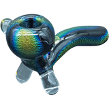 LA Pipes "The Galaxy" Dichroic Glass Sherlock Pipe, 4.35" USA-Made, Angled Side View