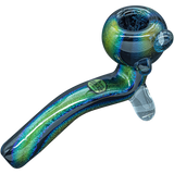 LA Pipes "The Galaxy" Dichroic Sherlock Pipe with vibrant color swirls, side view on white