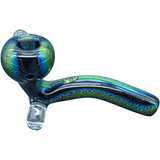 LA Pipes "The Galaxy" Full Dichroic Glass Sherlock Pipe Side View on Seamless Background