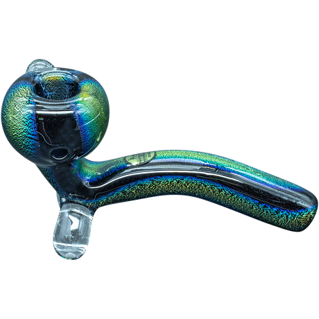 LA Pipes "The Galaxy" Full Dichroic Glass Sherlock Pipe Side View on Seamless Background