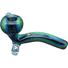 LA Pipes "The Galaxy" Full Dichroic Glass Sherlock Pipe Side View on Seamless Background