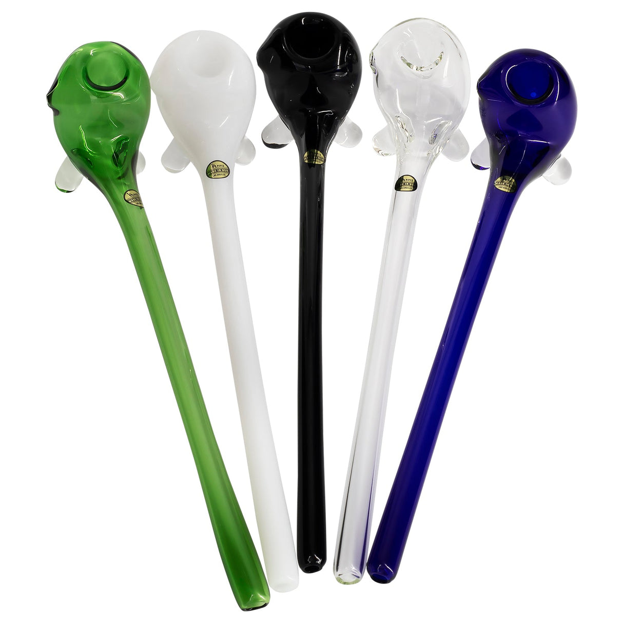 LA Pipes "The Gandalf" Hand Pipes in various colors with borosilicate glass design, top view