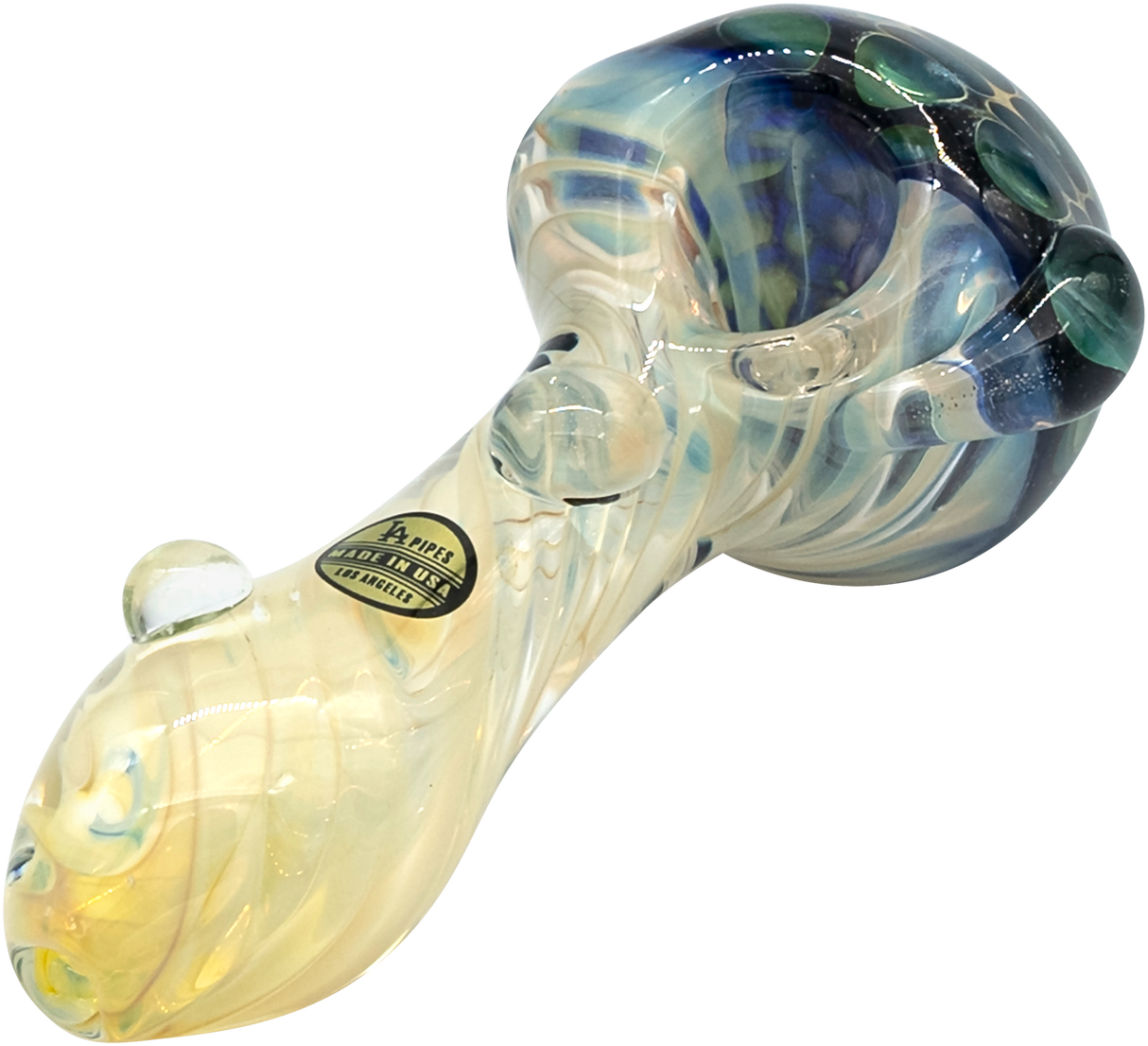 LA Pipes "The Hive" Honeycomb Spoon Pipe, 4" Fumed Color Changing Glass