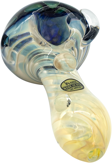 LA Pipes "The Hive" Honeycomb Spoon Pipe with Color Changing Borosilicate Glass, Angled View