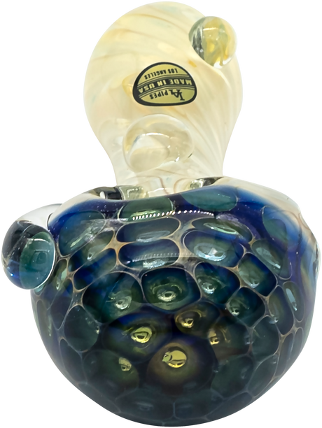 LA Pipes "The Hive" Honeycomb Spoon Pipe, Color Changing Borosilicate Glass, 4" Side View