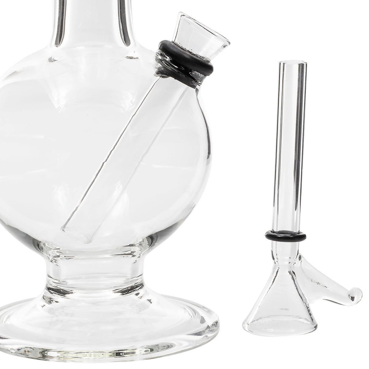 LA Pipes "The Icon" Glass Bubble Bong with Grommet Joint, 12" height, 32mm diameter, front view
