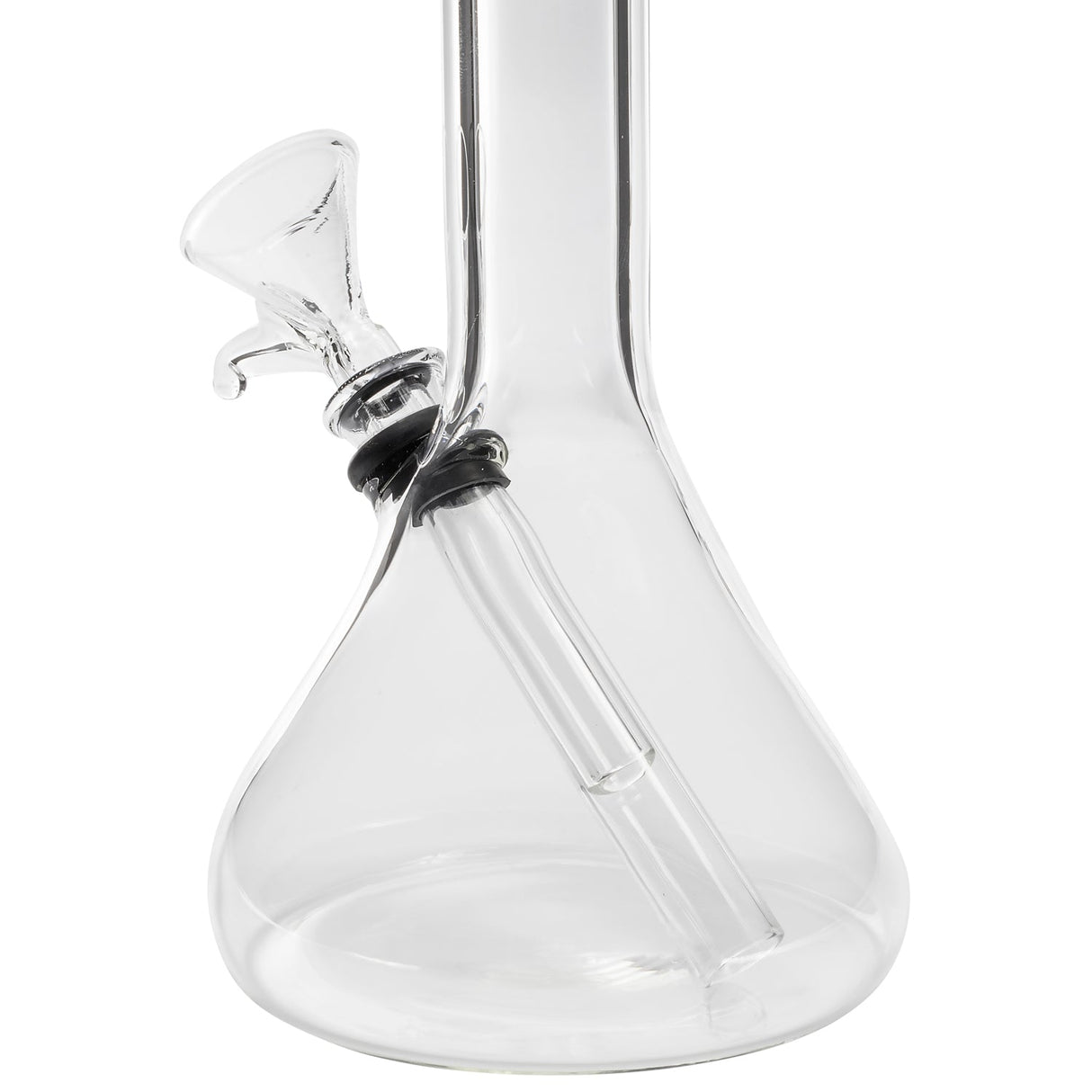 Close-up of LA Pipes "The OG" Beaker Bong with clear borosilicate glass and grommet joint