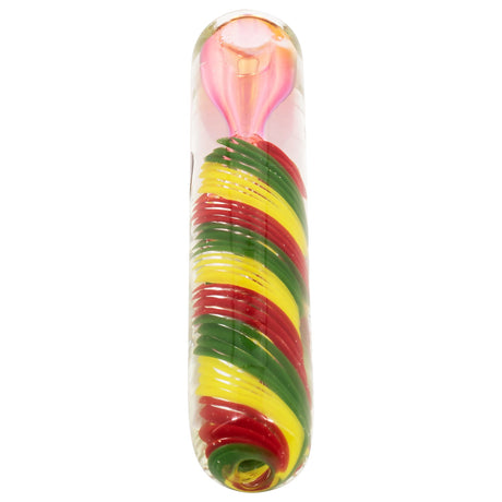 LA Pipes "Rasta Twister" Chillum Pipe with Fumed Color Changing Design, Front View