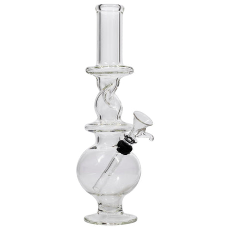 LA Pipes "The Typhoon Twister" clear glass bong with bubble design and grommet joint, front view