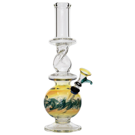 LA Pipes "The Typhoon Twister" Teal Glass Bong with Fumed Color Changing Design, Front View