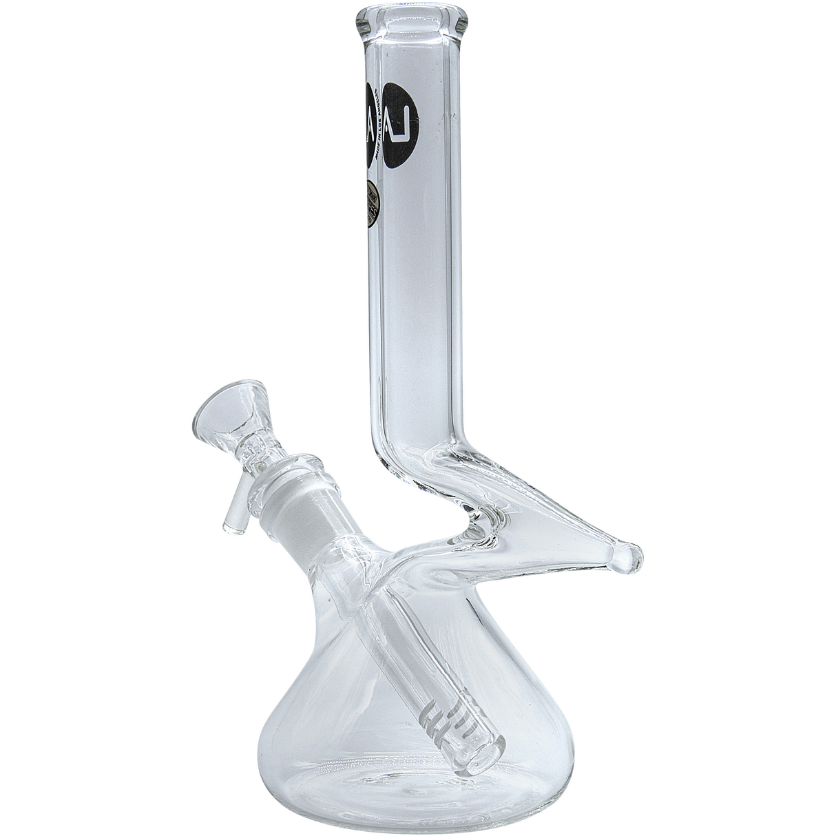 LA Pipes "The Zag" Beaker Zong Style Bong, Clear Borosilicate Glass, Side View