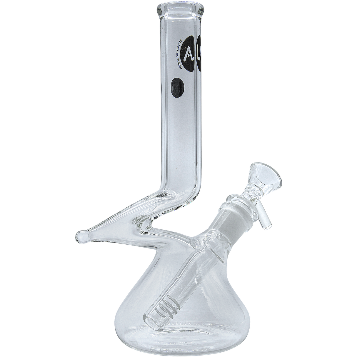 LA Pipes "The Zag" Beaker Zong Style Bong, 8" Height, Clear Borosilicate Glass, Side View
