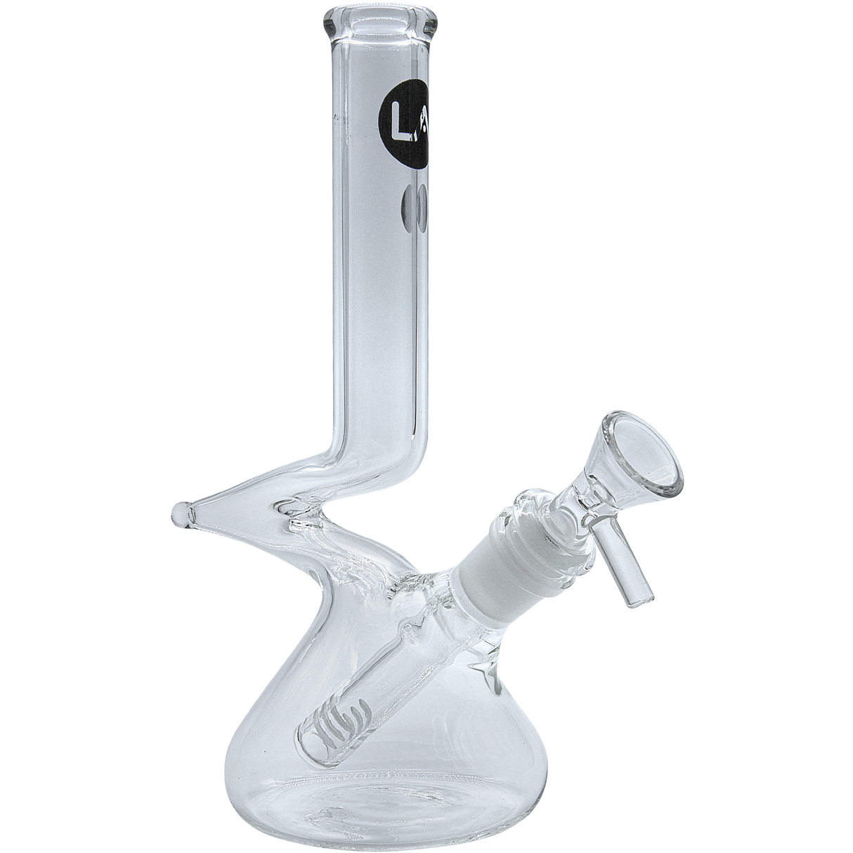 LA Pipes "The Zag" Beaker Zong Style Bong with Clear Borosilicate Glass - Side View