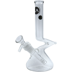 LA Pipes "The Zag" Beaker Zong Style Bong with clear borosilicate glass, side view on white background