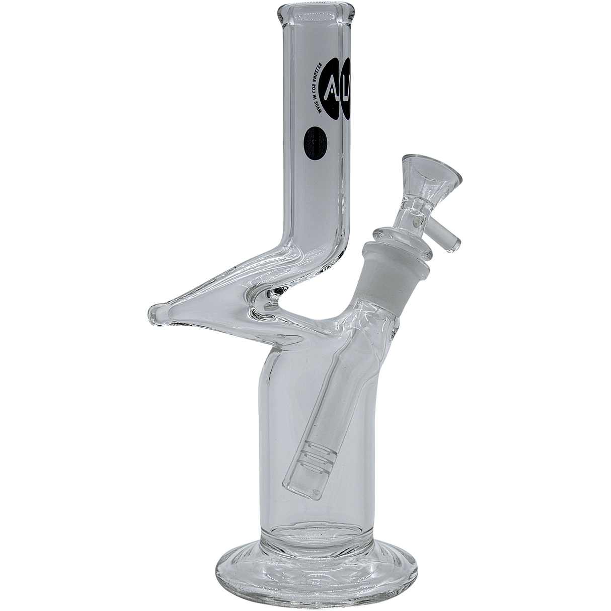 LA Pipes "The Zig" Straight Zong Bong, 8" height, 26mm diameter, Borosilicate Glass, front view