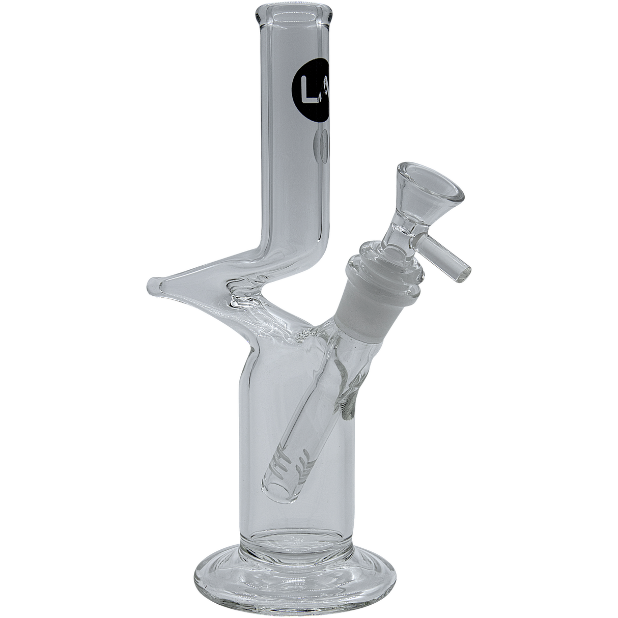 LA Pipes "The Zig" Straight Zong Style Bong, Clear Borosilicate Glass, 8" Height, Side View