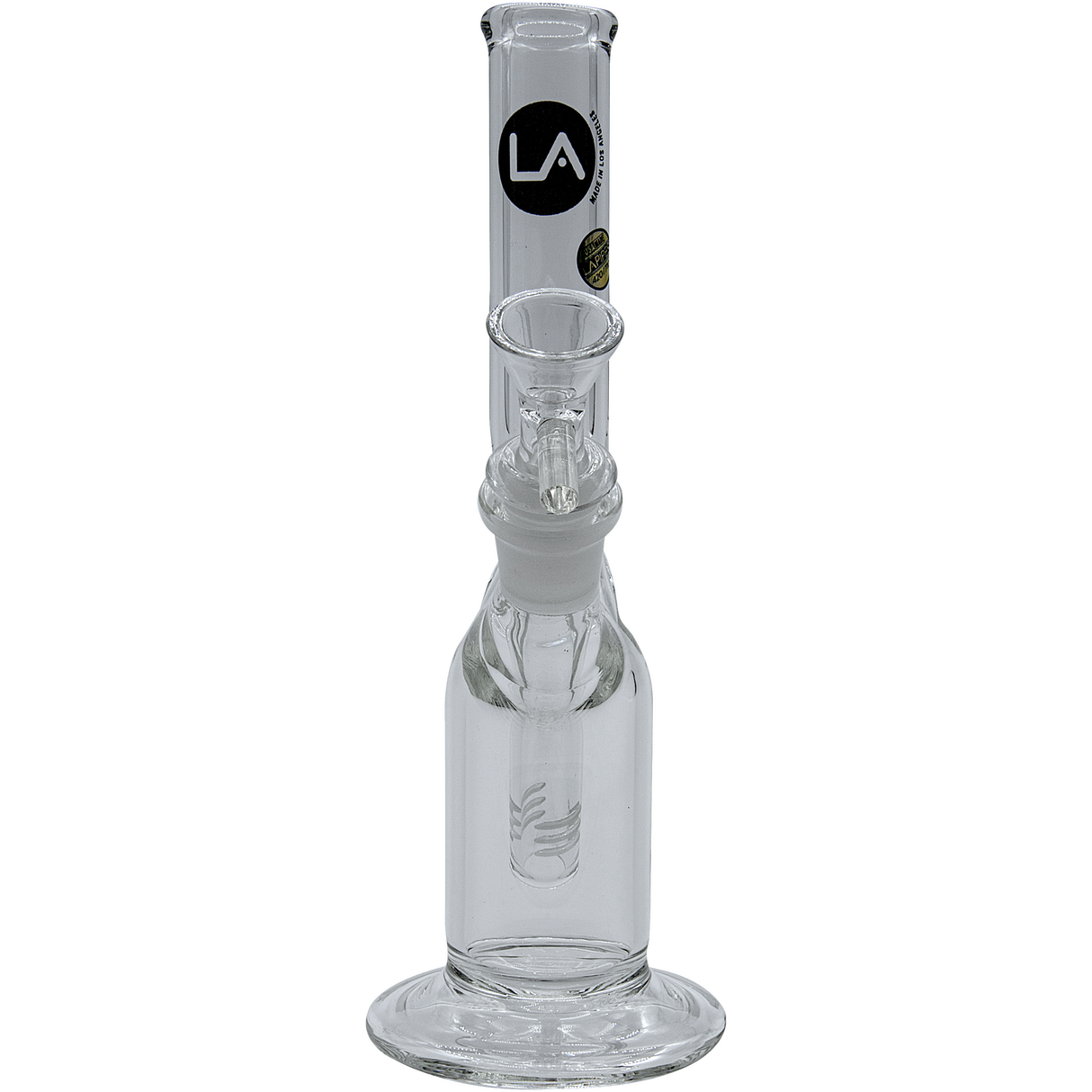 LA Pipes "The Zig" Straight Zong Style Bong, 8" Height, Borosilicate Glass, Front View