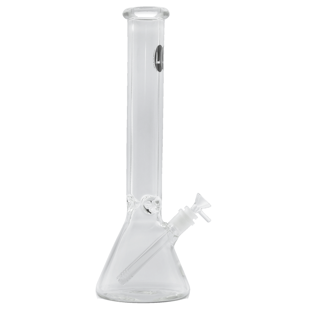LA Pipes "Thicc Boy" 9mm Thick Glass Beaker Bong, 16" Height, 50mm Diameter, Front View