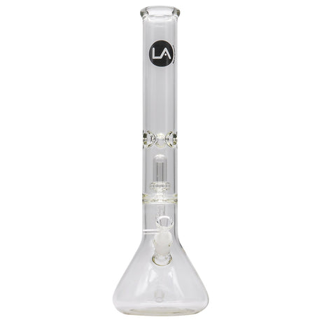 LA Pipes Thick Glass Beaker Bong with Showerhead Perc, Front View on White Background