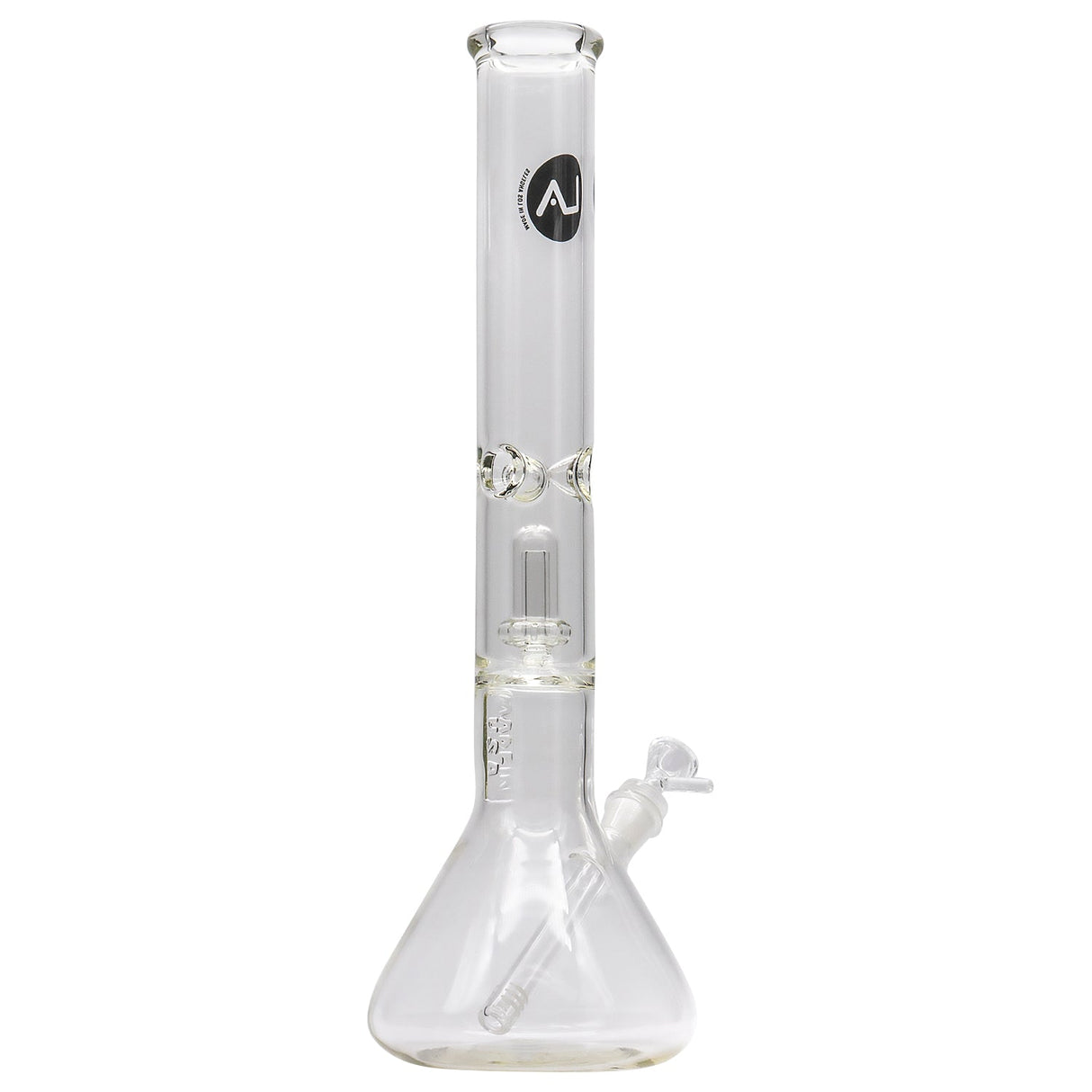 LA Pipes Thick Glass Beaker Bong with Showerhead Perc, Front View on White Background
