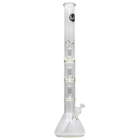 LA Pipes Thick Glass Beaker Bong with Showerhead Perc, clear borosilicate, front view on white background