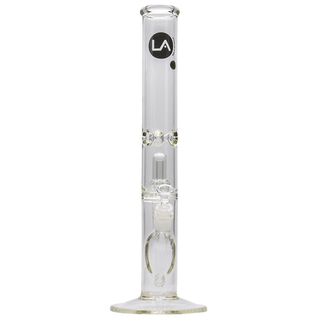 LA Pipes Thick Borosilicate Glass Bong with Showerhead Perc, Front View on White Background