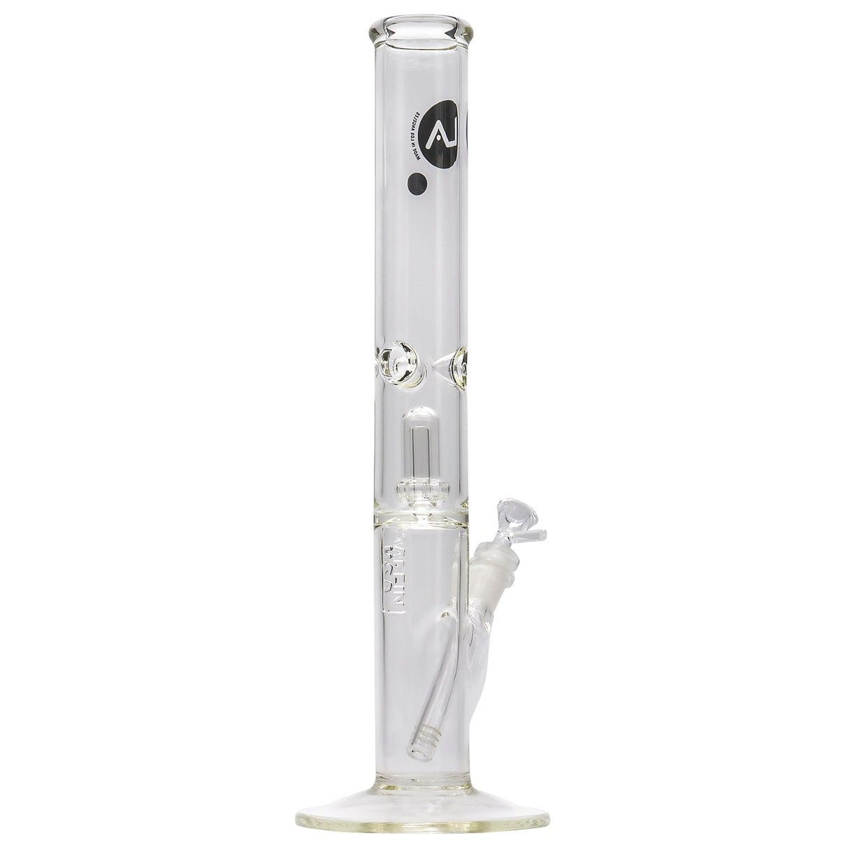 LA Pipes Thick Glass Bong with Showerhead Perc, Front View on White Background
