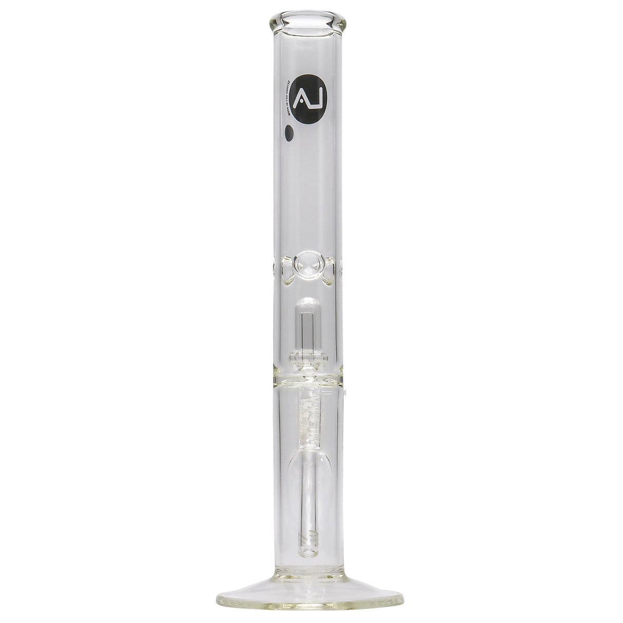 LA Pipes Thick Glass Bong with Showerhead Perc, Straight Design, 18mm Female Joint, Front View