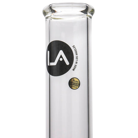 LA Pipes 17" Thick Glass Straight Bong with Showerhead Perc, Close-Up Front View