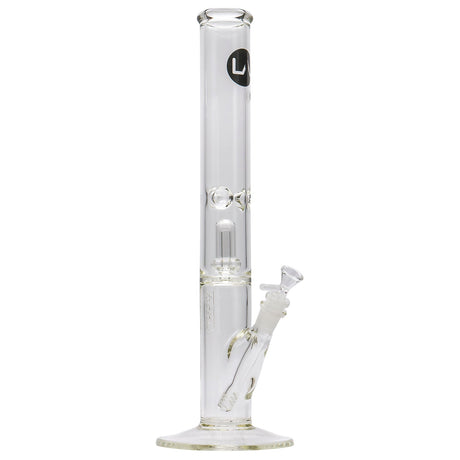 LA Pipes Thick Glass Straight Bong with Showerhead Perc, Front View on Seamless White