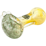 LA Pipes "Thick Neck Freckles" Spoon Pipe, heavy wall borosilicate glass, color changing, side view